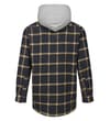 Thumbnail Back view of blue checked hooded flannel shirt.